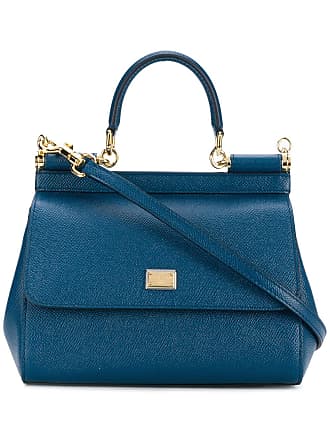 Dolce & Gabbana Medium Sicily Dauphine Leather Bag in Blue