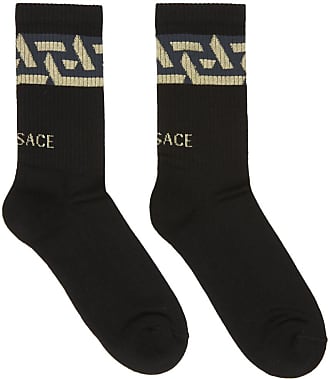 Versace Black Monogram Crew Socks