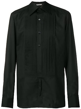 Tom Ford pleated long-sleeve shirt - men - Cotton - 44 - Black