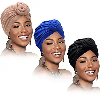 SATINIOR 6 Pieces Women African Turban Flower Knot Pre-Tied Bonnet Beanie Cap Headwrap