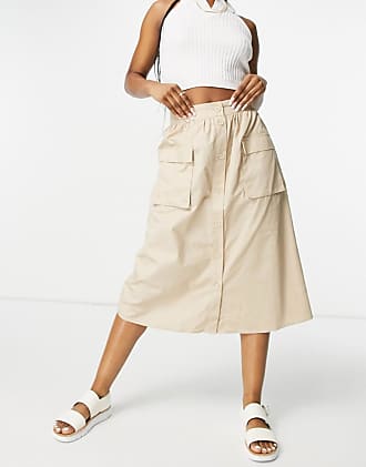 Women/'s Vintage ESTELLE Mid Calf Beige 100/% Leather Suede Skirt size UK12  Waist 30