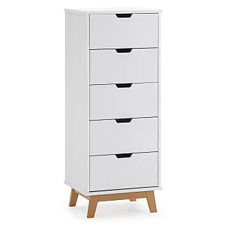 Cassettiera 3 cassetti colore bianco/legno, 80 cm larghezza BAKU