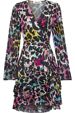 Diane Von Fürstenberg Diane Von Furstenberg Woman Keyla Printed Satin-jacquard And Crepon Wrap Mini Dress Multicolor Size XXS