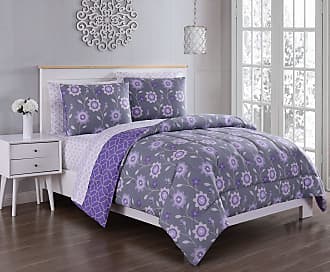 Geneva Home Fashion Britt Bed in a Bag, Queen, Grey/Purple