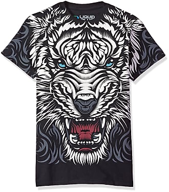 Liquid Blue Tiger Face Black T-Shirt