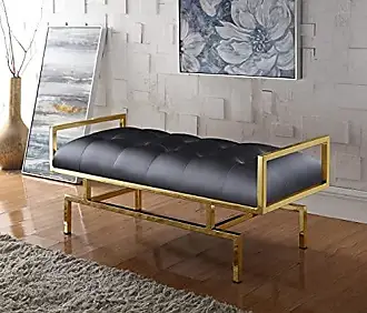 Fritz 55 Leather Bench, Walnut/Milano Black - Kardiel