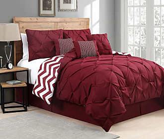 Geneva Home Fashion 7 Piece Venice Pinch Pleat, King, Red