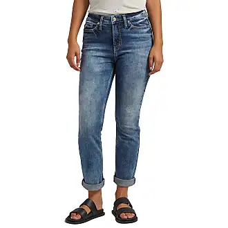 Silver Jeans Co. Women's Girlfriend Mid Rise Skinny Jeans, Waist