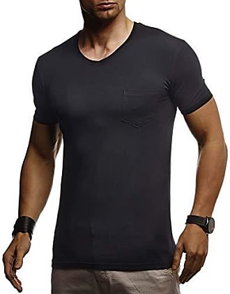 Leif Nelson LN4890N T-shirt d'été à manches courtes et col en V pour homme Blanc