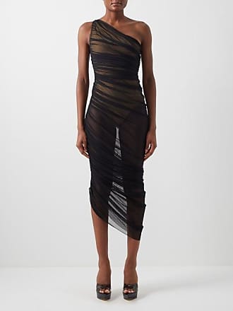 Norma Kamali Diana Asymmetric Mesh Dress - Womens - Black