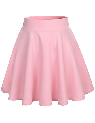 DRESSTELLS Womens Mini Skirt Basic High Waist Pleated Solid Casual Skater School Stretchy Skirt 