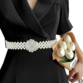 Barry.wang 2pcs Pearl Belts Gift for Women Wedding Sash Belt for Dress Crystal Rhinestone Off White Waist Chain 95cm