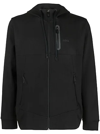 Hugo Boss Monogram-Embossed Hooded Leather Jacket