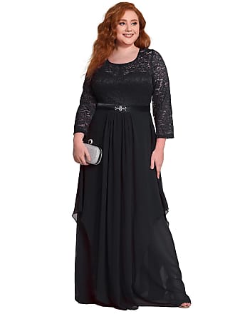 Ever-pretty Womens Maxi Long Sleeve Chiffon Dress for Wedding Guest Black US22