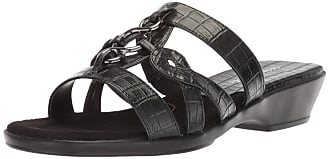 Easy Street Womens Torrid Flat Sandal, Black Crocodile, 6.5 2W US