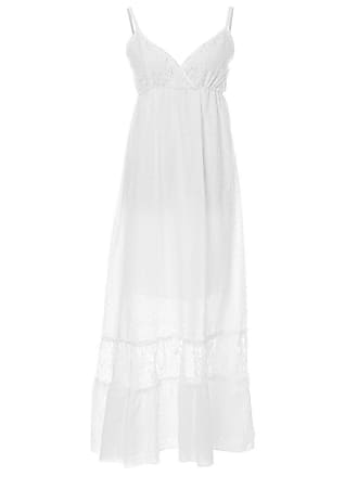 Anna Kaci Womens Adjustable Spaghetti Strap Sleeveless Long Lace Boho Maxi Dress, Off-White, Small