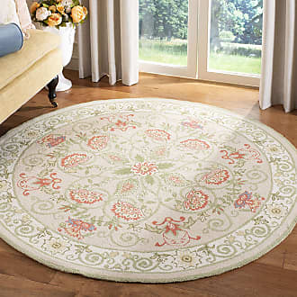 3' x 3' Round Black Safavieh Chelsea Collection HK296A Hand-Hooked French Country Wool Area Rug