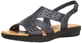 Easy Street Womens Bolt Flat Sandal, Navy, 10 2W US