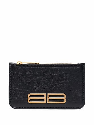 balenciaga grained logo bifold wallet with chain strap