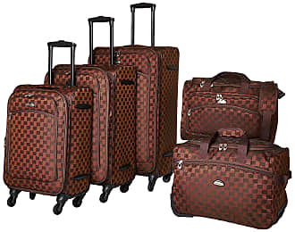  American Flyer Luggage Signature 4 Piece Set, telescoping  handle, Brown, One Size