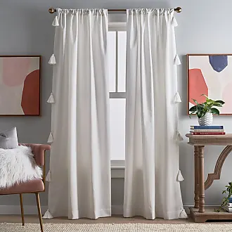 Peri Home Chunky Tassel Rod Pocket Window Curtain Panel Pair, 84, White with White Tassel