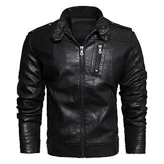 Generico Giacca Uomo Jacket in Ecopelle Giubbotto Antivento Caldo Casual  Multitasche Vintage da Moto Giacca In Pelle Uomo Giacca Uomo Invernale