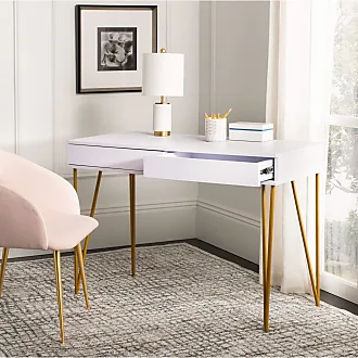 Claudette 48 Wide White Gold Corner Computer Writing Desk