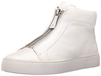 Frye Womens Lena Zip HIGH Fashion Sneaker, White Tumbled Cow, 5.5 M US