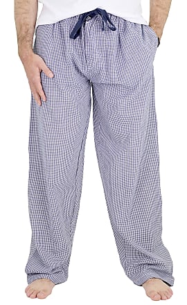 Geoffrey Beene Mens Woven Pajama Pant, Navy Gingham Check, Large