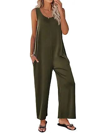  PRETTYGARDEN Women's Summer Sleeveless Tank Jumpsuits High  Waist Low Cut Casual Scoop Neck Fit And Flare Long Pants Rompers(Army  Green, Small) : PRETTYGARDEN: Clothing, Shoes & Jewelry