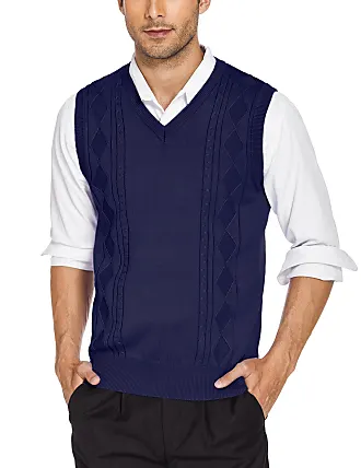 COOFANDY Men's Sleeveless Sweater Vest V-Neck Casual Cable Knit Button Down Cardigan  Vest at  Men's Clothing store
