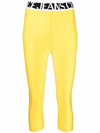 Versace Jeans Couture logo-waistband leggings - women - Polyamide/Spandex/Elastane - 40 - Yellow