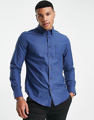 Da Uomo Ben Sherman Blu Oxford Camicia con Maniche Lunghe Taglia Extra-Large XL 