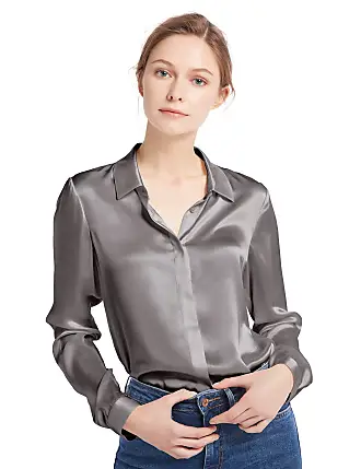 Women's Satin Long Sleeve Shirt Button Down Casual Blouse Breathable &  Silky Lapel Point Collar Vintage Formal Top, Black, X-Large, Classic :  : Clothing, Shoes & Accessories