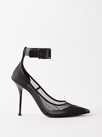 Alexander McQueen Leather Mesh Buckle Stiletto Mules, Blackblack, Women's, 8b / 38EU, Pumps & High Heels High Heeled Mules