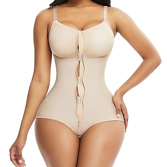 CINDYLOVER FeelinGirl Womens Shapewear Seamless Bodysuits Tummy Control Open Bust High Waisted with Zipper Thigh Slimmers 