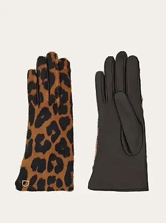 Fair Isle wool fingerless gloves in brown - Chloe