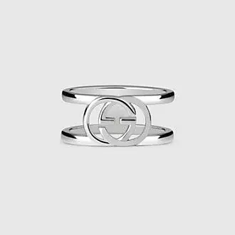 Gucci Interlocking G Gourmette Chain Ring, Size S, Silver-Toned Metal, Silver-Toned Metal