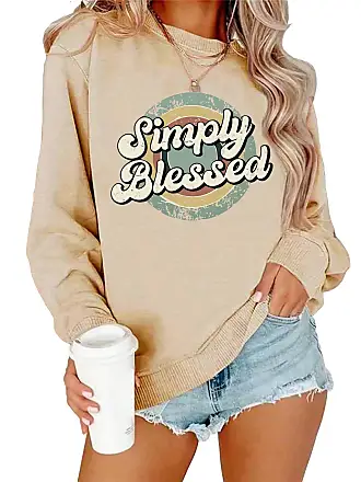 SOLY HUX Women's Letter Graphic Print Long Sleeve Drop Shoulder Sweatshirt  Pullover Top