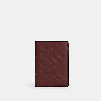 Buy the COACH Stripe Pink Signature Print Leather Passport Holder Wallet