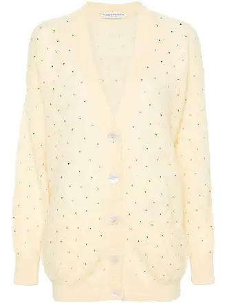 ALESSANDRA RICH Ruffled crystal-embellished pointelle-knit mohair-blend  cardigan