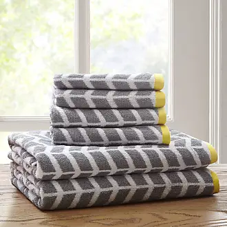 HALLEY Decorative Bath Towels Set, 4 Piece - Turkish Towel Set with Floral  Pattern, Highly Absorbent & Fade Resistant Fabric, 100% Cotton - Gray 
