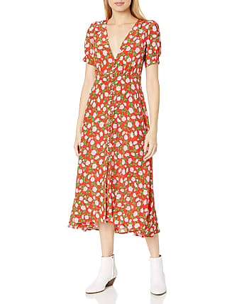 The Kooples Womens Womens Maxi Silk Dress in a Flower Print Dress, red, 2