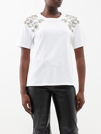 White Embellished Cotton Casual T-Shirt