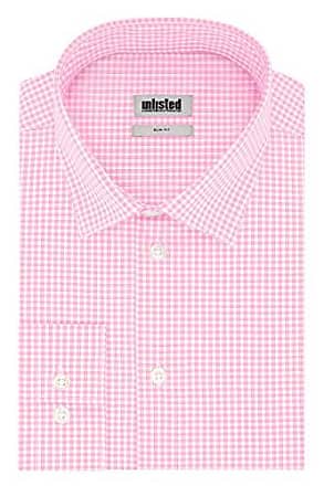 Kenneth Cole Reaction Unlisted by Kenneth Cole Mens Dress Shirt Slim Fit Checks and Stripes (Patterned), Petal, 16-16.5 Neck 34-35 Sleeve