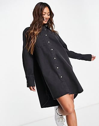 Asos denim oversized shirt dress in black