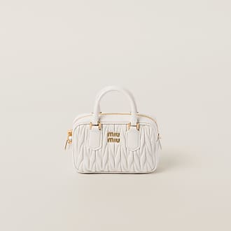 Miu Miu Logo-jacquard Leather-handle Tote Bag In Red White