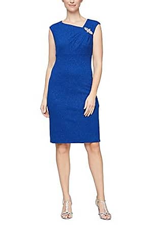 S.L. Fashions Womens Sleeveless Sheath Night Out Dress with Shoulder Detail, Metallic Cobalt, 10