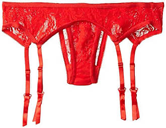 Elegant Moments Damen Spitze Strumpfband Gürtel & String Set - Rot - Einheitsgröße