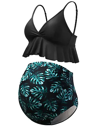 Buy diandianshop Women's Two Piece Swimsuit Bikini Set High Waist Push Up 2  Piece Monokinis Swimwear (Black, Large) at